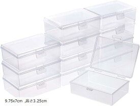 12個9.75x7x3.25cm長方形小物収納ケース プラスチックケース ビーズ収納ケース パーツ収納ボックス 小物収納ボックス クリア (9.75x7cm, 高さ3.25cm)