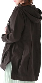 スリーピングシープレディース コットン フード ジャケット ジャンパー ブルゾン アウター( ブラック, 3L)