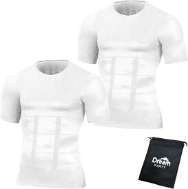 インナー メンズ レディース インナーシャツ 2枚組 着圧インナー 男女共用 半袖 収納袋付き dp212d