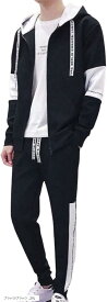 ランニング ボトムス セットアップ メンズ 上下セット スウェット ジョガー アウトドア(ブラック/ブラック, 2XL)