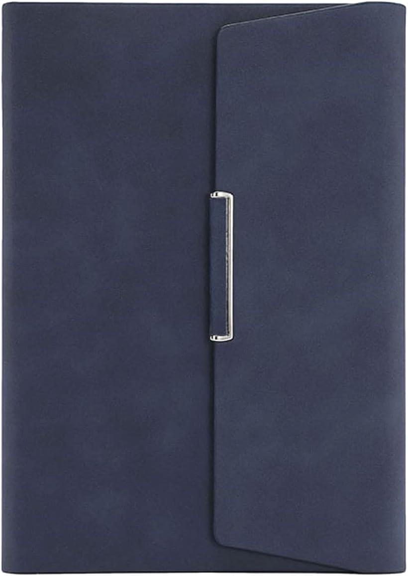 システム手帳 A5 薄型 6穴リング リフィル付き ノート PUレザー 三つ折り( ブルー)