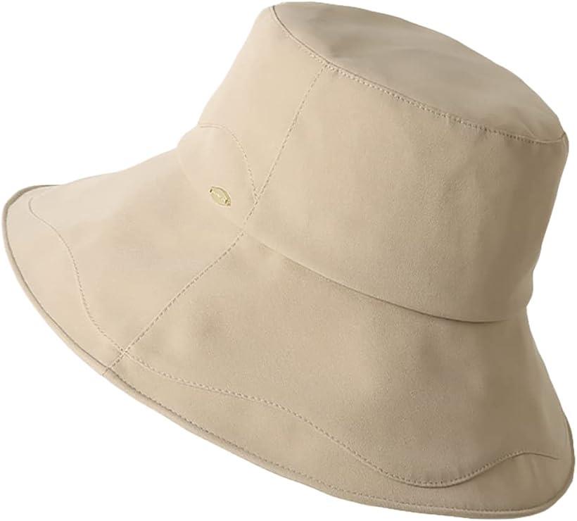 帽子 レディース 小顔 ハット UVカット 紫外線対策 日焼け防止 つば広( ベージュ,  Free Size)