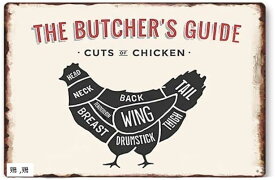 部位 解体 図鑑 BBQ 店舗用看板 飲食店 装飾 ブリキ看板 インテリア レトロ アメリカン 雑貨 ヴィンテージ 絵画 鶏