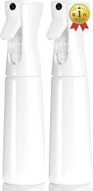 【楽天ランキング1位入賞】スプレーボトル 霧吹き 350ml 日本製 2個セット 超微粒子 連続ミスト 遮光 アルコール対応 ホワイト x (ホワイト x ホワイト 2個)