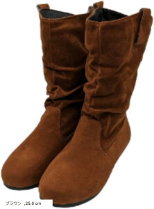 くしゅくしゅブーツ レディース ショートブーツ スエード ローヒール 暖かい 25.0 cm(ブラウン, 25.0 cm)