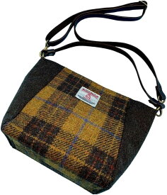 母の日 Harris Tweed ハリスツイード コンビ 2wayショルダーバッグ( マスタードチェックブラウン)