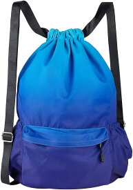 巾着 防水 バッグインバッグ グラデーションカラー 収納袋 ジム スポーツ ビーチ アウトドア 旅行 ブルー( ブルー 2)