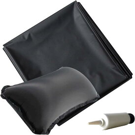 多用途 防水シーツ+枕セット 洗える 約200x220cm PVC製 繰り返し使用 手入れ簡単( 2mブラックシート+枕, ブラック 2m 厚い+枕)