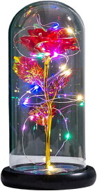 【全品P5倍★4/24 20時～】East Leaf バラ 造花 LED フラワーライト 枯れない花 卓上 電池式 レッド