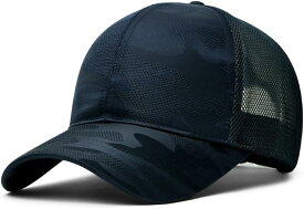 メッシュキャップ 迷彩柄 帽子 最大65cm ベースボールキャップ メンズ／レディース (ネイビー)