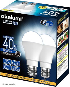 LED�d�� E17���� 40W�` �~�j�N���v�g���E�~�j�����v�`�d�� �����F ���`�d�� �L�z�� �����s�� �f�M�ގ{�H���/�����Ή� 2�Z�b�g (�����F, 40w�`)