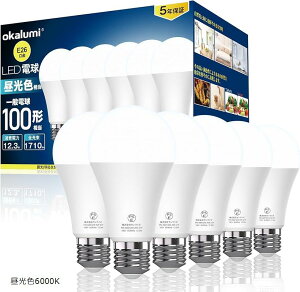 LED�d�� e26���� �����F 6000k 100W�`���� 1710���[���� 12.3W ���P�x �S�����^�C�v �����Ή� 6�Z�b�g (�����F6000K)