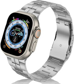 Apple Watch対応 高級チタンバンド 同じ材質 チタニウム ultra2/ultra 49mm専用バンド 45mm/44mm/42mm アップルウォッチ ベルト チタン使用( シルバー)
