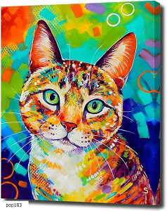 アートパネル 猫 動物 W30cm H40cm アートフレーム 絵画 キャンバス 額付き ウォールアート ポップアート モダンアート 壁掛け インテリア 装飾(pop183)