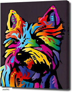 アートパネル 犬 ヨークシャテリア 動物 W50cm H70cm アートフレーム 絵画 キャンバス 額付き ウォールアート ポップアート モダンアート 壁掛け インテリア 装飾(pop062)