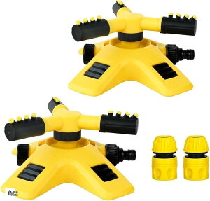 スプリンクラー 庭 芝生 繋ぐだけ ガーデニング 水やり 自動回転 360度散水 2個セット 角型 (角型)
