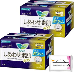 まとめ買い しあわせ素肌 通気 超スリム 特に多い夜用 羽つき 400 40cm 9個入 x 2個セット 合計18個 特製ティッシュ付 生理用品 お試し 常備用