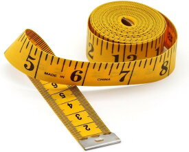 メジャー 3m 巻尺 テープメジャー インチ センチ 裁縫 巻き尺 服 ウエスト tape measure テーラー縫製 バスト コンパクト スリーサイズ 測定用 (イエロー, 300cm/120in)