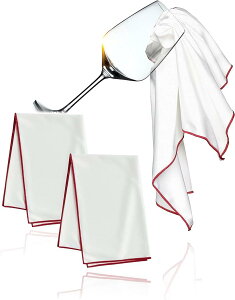 グラスふき用クロス 3枚セット グラス拭き 布巾 マイクロファイバー 約46x60cm (ワイン)