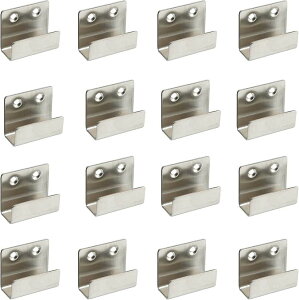 HOTQ ミラーフック コ型金具 フォトフレーム固定金具 タイル表示ハンギングコード 16点セット (シルバー)