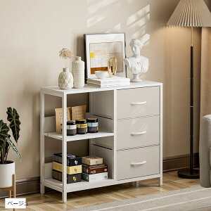 収納チェスト 棚付き 洋服タンス リビングチェスト キャビネット 布製 引き出し 箪笥リビング収納 布製引き出し 収納ケース 衣類収納 軽量 コンパクト 省スペース スリム 木製天板 転倒防止