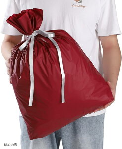 ラッピング 袋 ギフトバッグ 大 誕生日 プレゼント 巾着 大きめ マチあり(暗めの赤)
