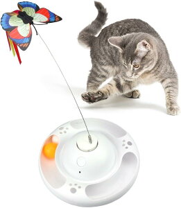 【楽天ランキング1位入賞】電動猫おもちゃ 自動回転 蝶々 安定感 一人遊び モード切り替え 運動不足解消 ボール内蔵