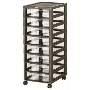 アプロス B4深型8段 ダークブラウン 書類整理 書類保管 B4サイズ クリアー引出収納ケース インデックスシール付き キャスター付き 移動楽々(代引不可)【送料無料】