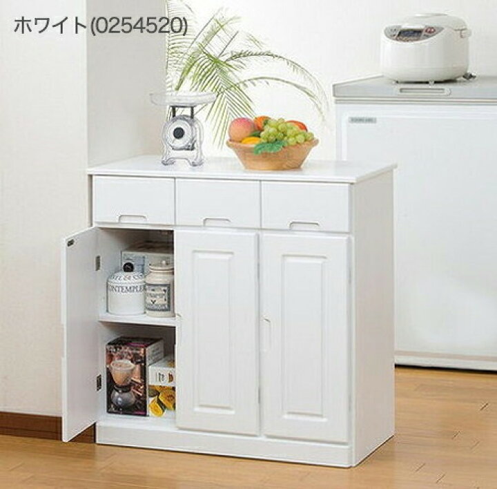 楽天市場】キッチンワゴン 天然木カウンターワゴン 3枚扉 天然木 