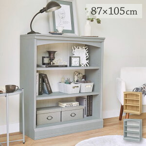 ディスプレイラック 幅87cm 高さ105cm ナチュラル ブラウン グレー ホワイト シェルフ 本棚 収納 リビング アンティーク調 飾り棚 ディスプレイ おしゃれ かわいい【送料無料】