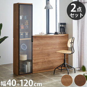 バーカウンター キャビネット 2点セット 日本製 幅120cm キッチン収納 キッチンカウンター 大容量 コンパクト 省スペース インテリア おしゃれ 収納 間仕切り 国産 飾り棚 食器 リビング ダイ