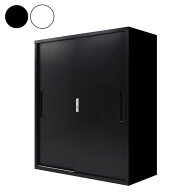 【※法人様限定販売】 引き戸書庫 組み立て品 幅90cm 2.6cmピッチで可動棚 鍵付きラック システム収納庫 …