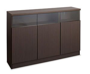 日本製 完成品 大川家具 リビング キャビネット 幅120 ブラウン 茶 引き出し おしゃれ 食器棚 カウンター 本棚 ブックラック 収納 国産【送料無料】