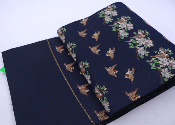 楽天市場】【かわいい雀柄】袋帯 新品◇未仕立て◇正絹◇濃紺色地 雀柄 