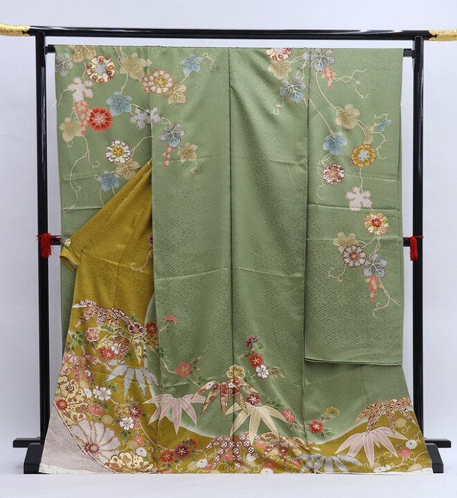 楽天市場】☆【在庫調整SALE♪】未仕立て 新品振袖 仮絵羽◎抹茶色地
