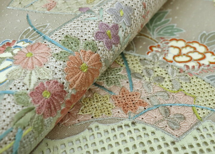 楽天市場】反物 附下【汕頭刺繍風】正絹【丹後ちりめん】黄味のある薄 