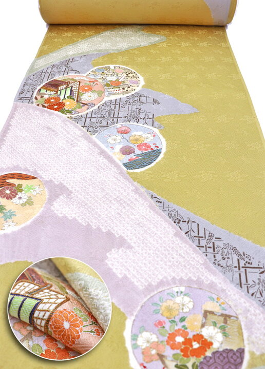 楽天市場】反物◇附下 正絹【織元大塚】辛子色系 花爛漫・御所車  