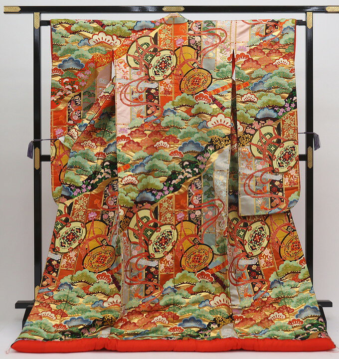 楽天市場】色打掛【中古】正絹◇マルチカラー系 松・鼓【状態ランクB 
