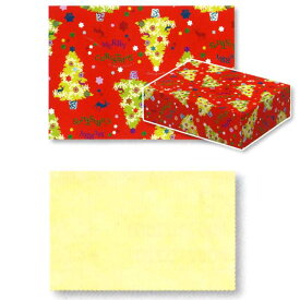 クリスマス用 個人用包装紙 アーバンツリー(レッド・赤) ＆ IP薄葉紙(淡黄色・うすイエロー) セット