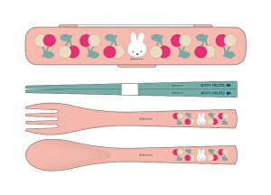 miffy ミッフィー スリムトリオセット (お箸 フォーク スプーン ケース) 抗菌 食洗機対応 (さくらんぼ柄) BS25-6