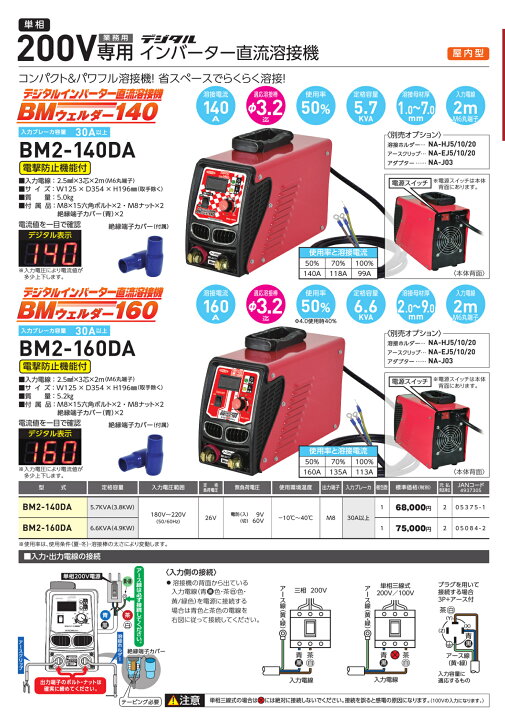楽天市場】日動工業 インバーター直流溶接機 BMウエルダー 単相200V 