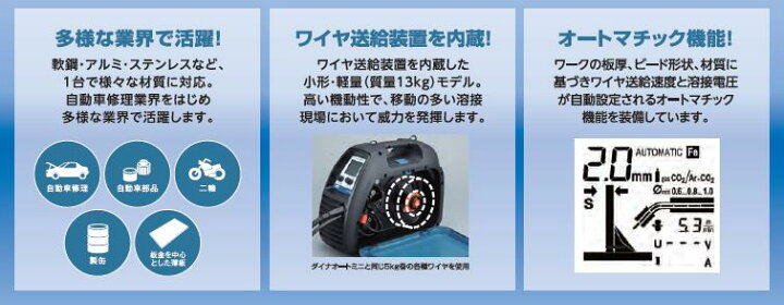 楽天市場】ダイヘン CO2／MIG 自動溶接機 ミニ200C 200A対応 DAIHEN 