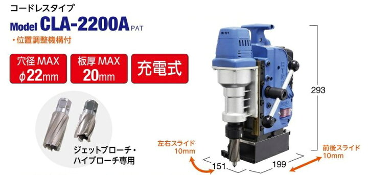 楽天市場】日東工器 アトラエース CLA-2200A 充電式コードレス磁気 