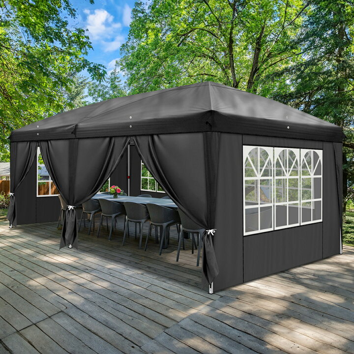 タープテント 3m×6m サイドシート6枚付き ワンタッチ 収納バッグ付き 3段階調節 UVカット 大型 耐水 レジャー イベント 海 バーベキュー  防災 運動会 「1年保証」タープテント 3m×6m サイドシート6枚付き ワンタッチ 収納バッグ付き 3段階調節 UVカット 大型 耐水 ...