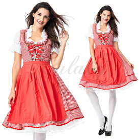 ハロウィン ビールガール ドイツ メイド服 レッド ワンピース 民族衣装 S-XXXLサイズ コスプレ衣装 ps3604(ps3604)