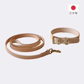犬 首輪 リード セット 本革 極厚レザー 中型犬 大型犬 L XL XLワイド XXL 名入れ 刻印 ナチュラル 真鍮 日本製 一生もの