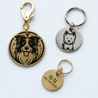 迷子札 犬用 猫用 名入れ 丸形 真鍮 ステンレス ネームタグ 軽量 高級感 おしゃれ シンプル かわいい ペ…