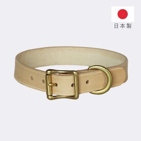 犬 首輪 本革 極厚レザー 中型犬 大型犬 L XL XLワイド XXL ナチュラル 日本製 真鍮 名入れ 刻印 ラブラドール ゴールデン レトリバー シェパード シンプル 一生もの ギフト