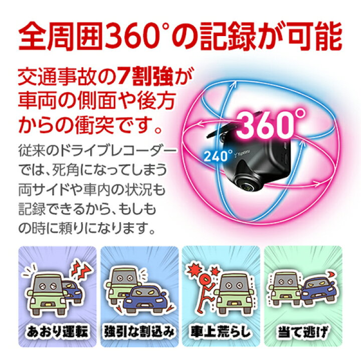 楽天市場】ドライブレコーダー 全周囲360度 ユピテル Q-21c あおり運転 