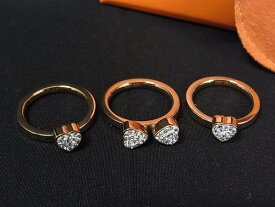 ■美品■ Folli Follie フォリフォリ リング 指輪 アクセサリー 約11号 レディース 3点セット ゴールド系 DJ2309